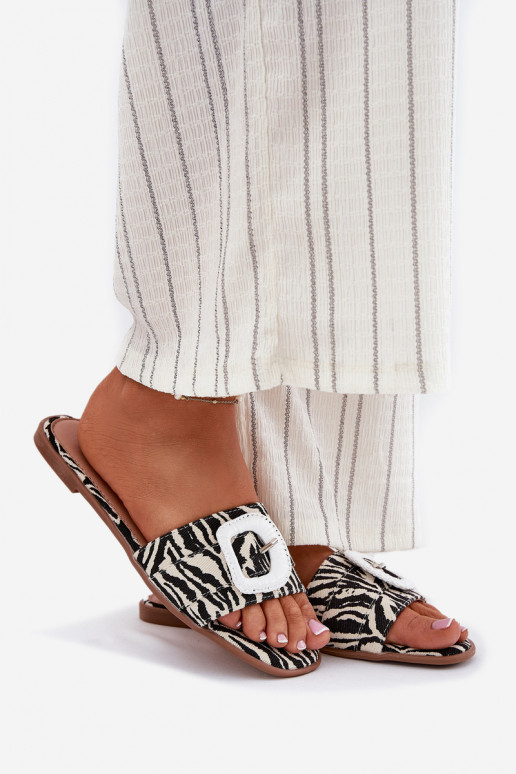 rovná sa Dámske papuče ozdobiť s prackami Zebra Clariola