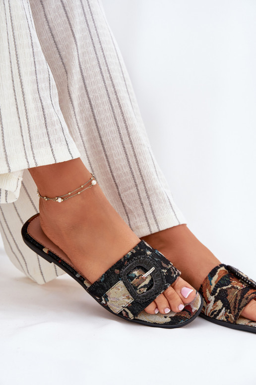 rovná sa Dámske papuče ozdobiť s prackami čierna Clariola