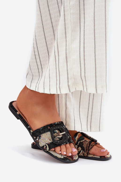 rovná sa Dámske papuče ozdobiť s prackami čierna Clariola