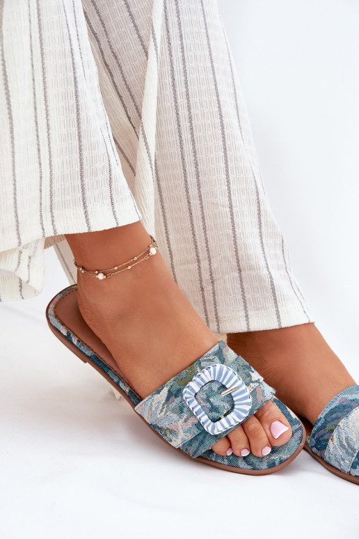 rovná sa Dámske papuče ozdobiť s prackami Modrá Clariola