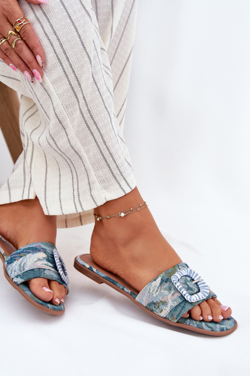 rovná sa Dámske papuče ozdobiť s prackami Modrá Clariola