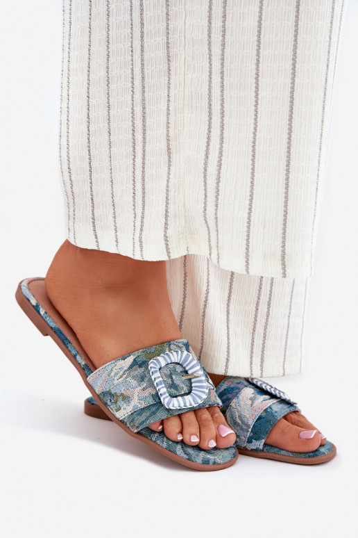 rovná sa Dámske papuče ozdobiť s prackami Modrá Clariola