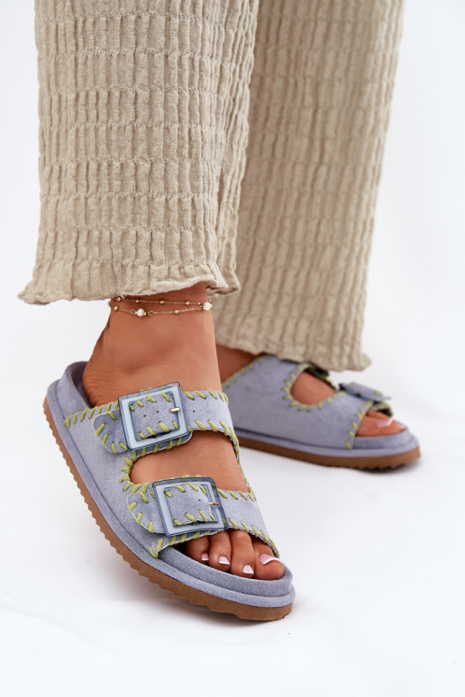 Dámske papuče s prackami I Ozdobnym Obszyciem Modrá Visley Dámske papuče s prackami I Ozdobnym Obszyciem Modrá Visley