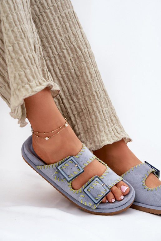 Dámske papuče s prackami I Ozdobnym Obszyciem Modrá Visley Dámske papuče s prackami I Ozdobnym Obszyciem Modrá Visley