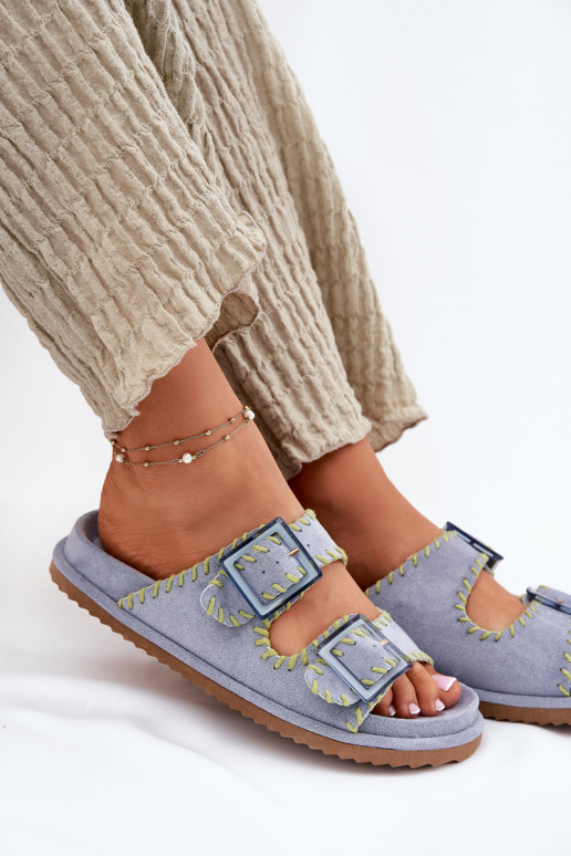 Dámske papuče s prackami I Ozdobnym Obszyciem Modrá Visley Dámske papuče s prackami I Ozdobnym Obszyciem Modrá Visley