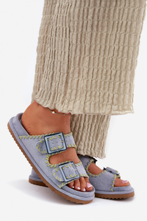 Dámske papuče s prackami I Ozdobnym Obszyciem Modrá Visley Dámske papuče s prackami I Ozdobnym Obszyciem Modrá Visley