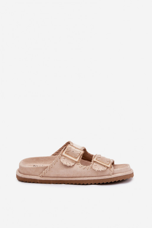 Dámske papuče s prackami I Ozdobnym Obszyciem béžová Visley