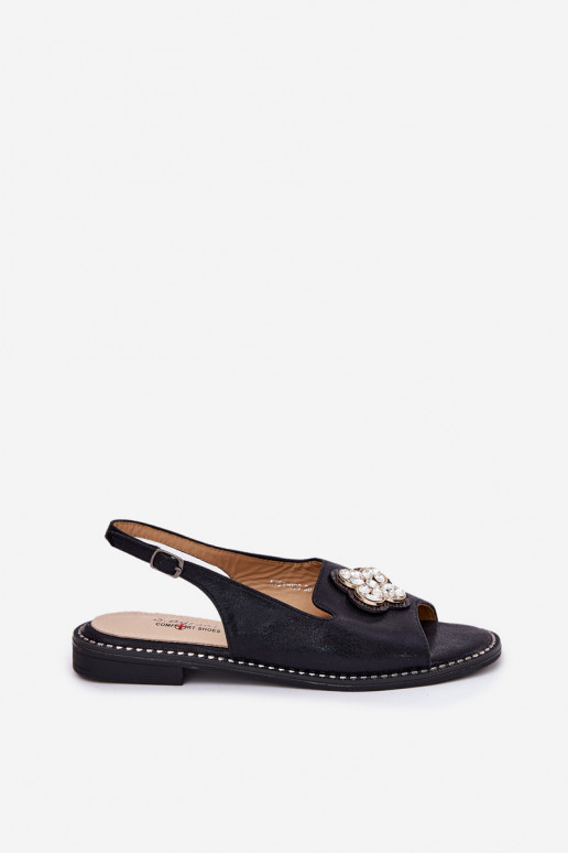 Dámske sandále so širokými podpätkami S Ornatem Detalem S.Barski KV51-080 čierna