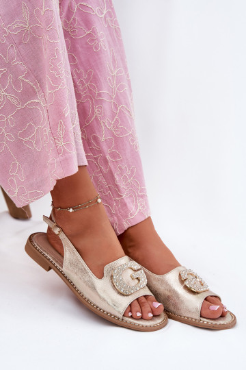 Dámske sandále S Ornatem Detalem S.Barski KV51-081 zlatej farby