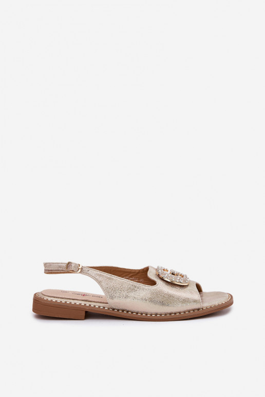 Dámske sandále S Ornatem Detalem S.Barski KV51-081 zlatej farby