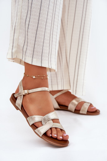 rovná sa s leskom Dámske sandále S.Barski KV51-022 zlatej farby