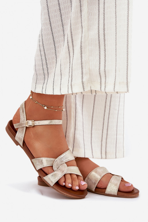 rovná sa s leskom Dámske sandále S.Barski KV51-022 zlatej farby