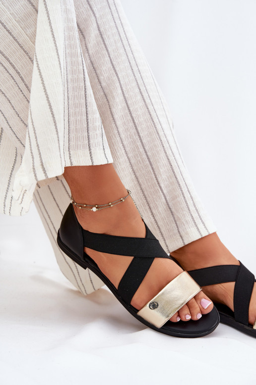 Sandále pre ženy Z Elastycznymi Paskami Čierna a-zlatej farby Márinea