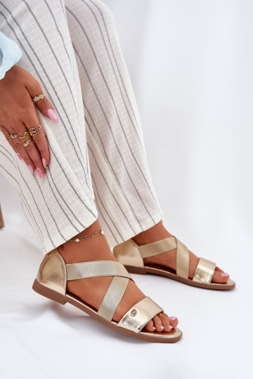 Sandále pre ženy Z Elastycznymi Paskami zlatej farby Márinea