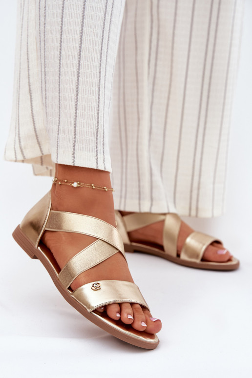 Sandále pre ženy Z Elastycznymi Paskami zlatej farby Márinea