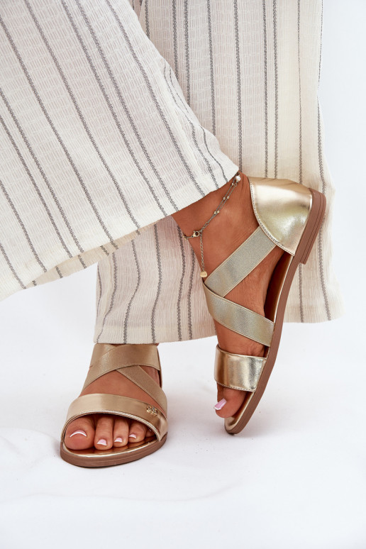 Sandále pre ženy Z Elastycznymi Paskami zlatej farby Márinea