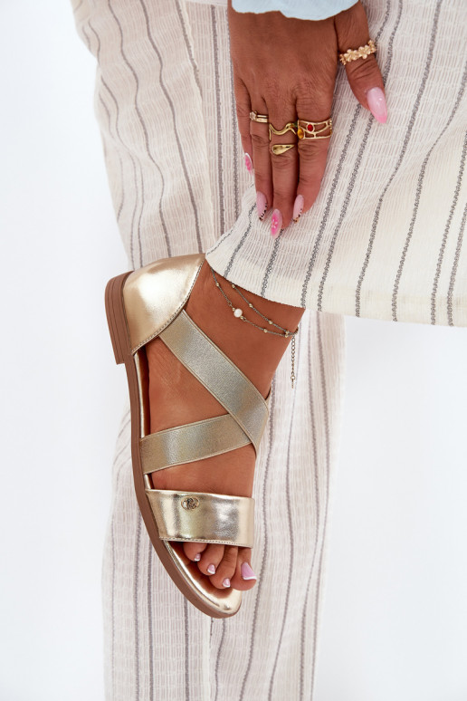 Sandále pre ženy Z Elastycznymi Paskami zlatej farby Márinea