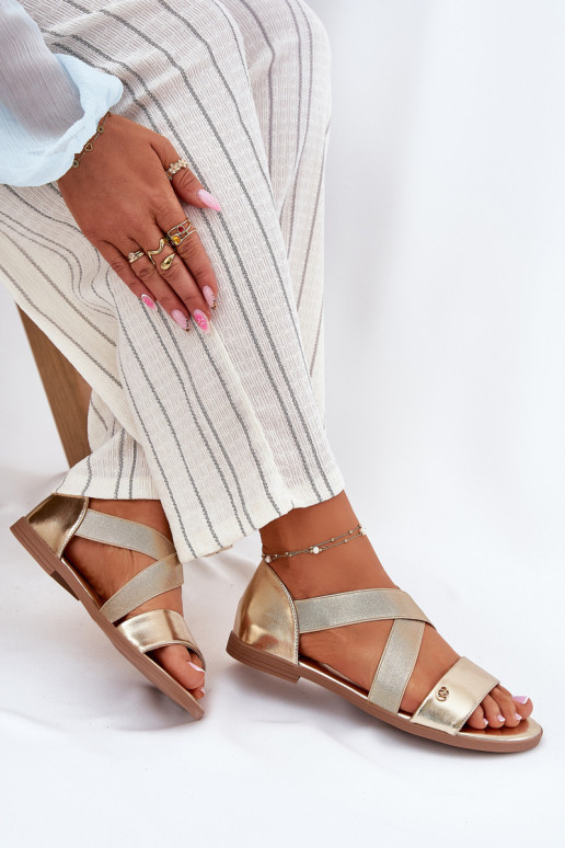 Sandále pre ženy Z Elastycznymi Paskami zlatej farby Márinea