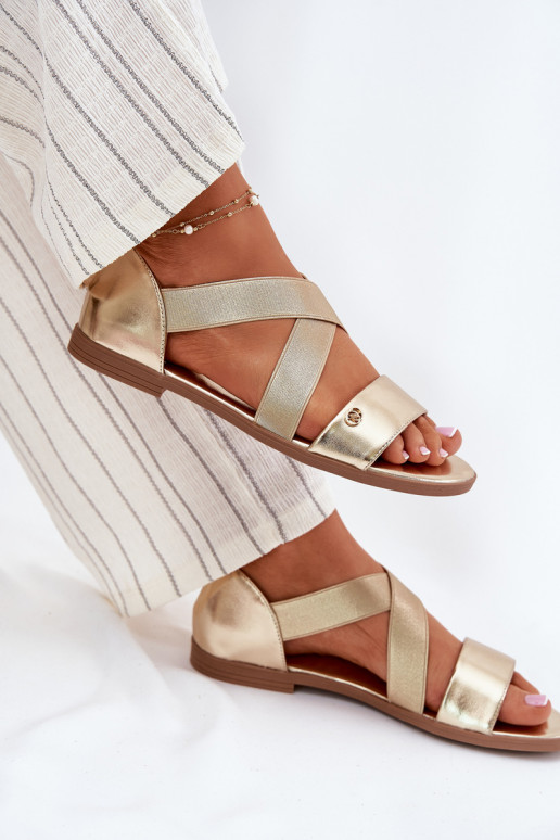 Sandále pre ženy Z Elastycznymi Paskami zlatej farby Márinea