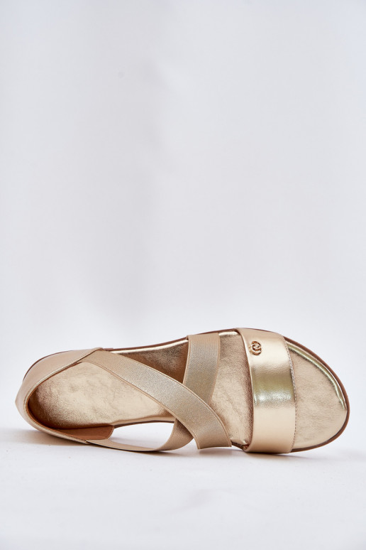 Sandále pre ženy Z Elastycznymi Paskami zlatej farby Márinea