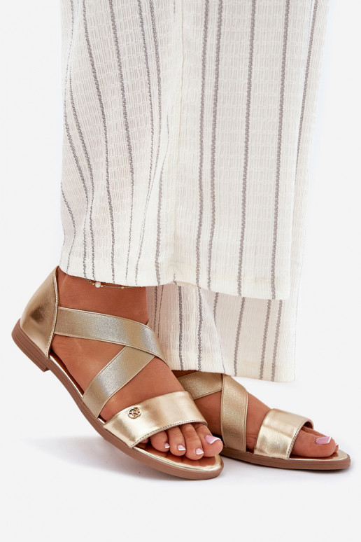 Sandále pre ženy Z Elastycznymi Paskami zlatej farby Márinea