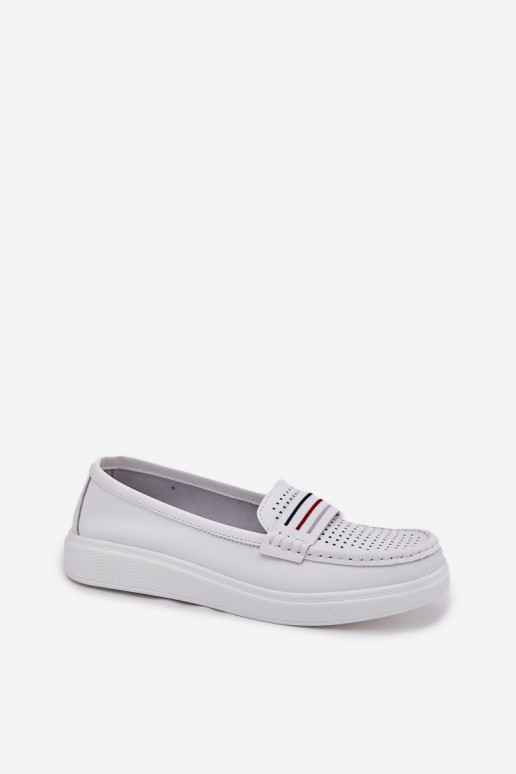 Kožené dámske mokasíny biela farba Dovema