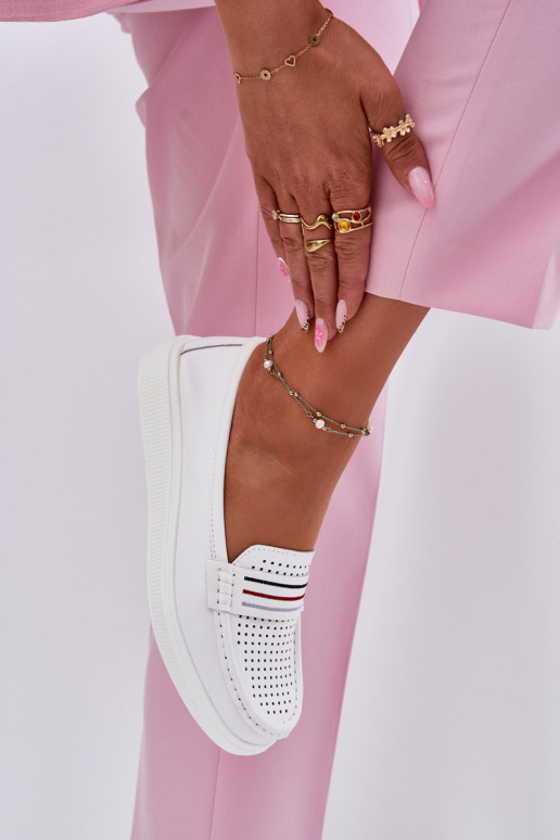 Kožené dámske mokasíny biela farba Dovema