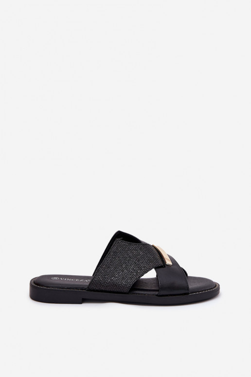 Dámske ploché žabky S Ornatem Detalem Vinceza 17385 čierna