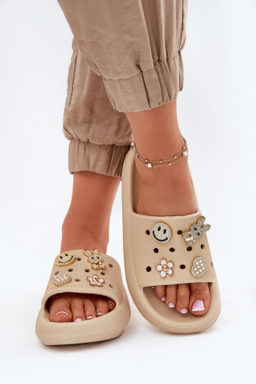 Dámske papuče Ľahké papuče Z Przypinkami Vinceza 76055 béžová 2