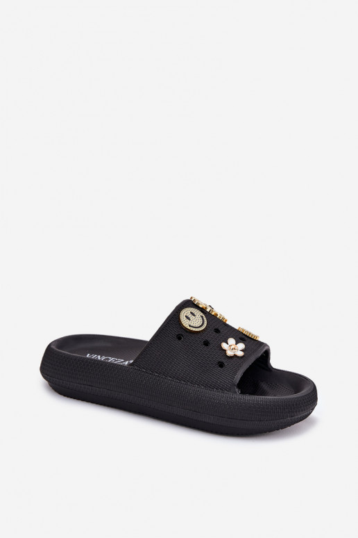 Dámske papuče Ľahké papuče Z Przypinkami Vinceza 76055 čierna