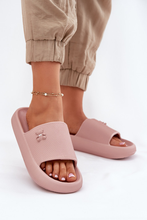 Ľahké papuče Dámske papuče s platformou S medveďom Vinceza 75210 Ružová