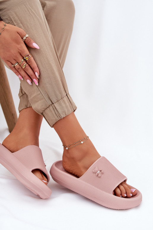 Ľahké papuče Dámske papuče s platformou S medveďom Vinceza 75210 Ružová