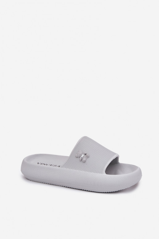 Ľahké papuče Dámske papuče s platformou S medveďom Vinceza 75210 sivá