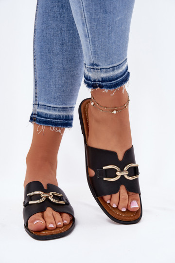 Papuče Dámsky byt S Ornatem Detalem čierna Amiresna 2