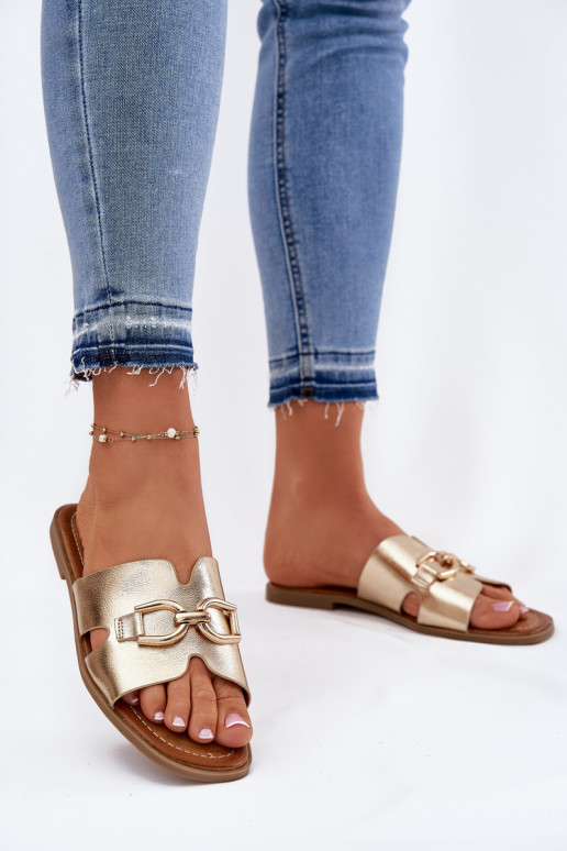 Papuče Dámsky byt S Ornatem Detalem zlatej farby Amiresna Papuče Dámsky byt S Ornatem Detalem zlatej farby Amiresna