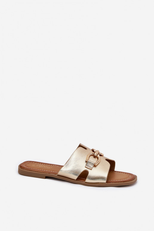 Papuče Dámsky byt S Ornatem Detalem zlatej farby Amiresna Papuče Dámsky byt S Ornatem Detalem zlatej farby Amiresna