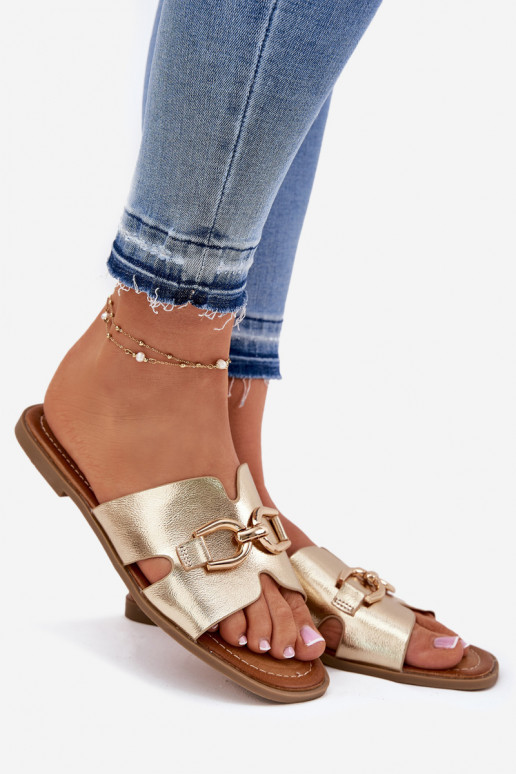 Papuče Dámsky byt S Ornatem Detalem zlatej farby Amiresna Papuče Dámsky byt S Ornatem Detalem zlatej farby Amiresna