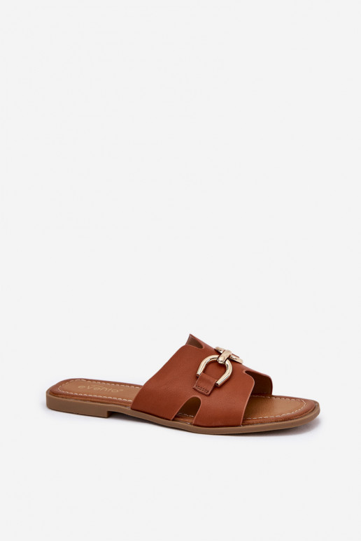 Papuče Dámsky byt S Ornatem Detalem Hnedá farba Amiresna Papuče Dámsky byt S Ornatem Detalem Hnedá farba Amiresna