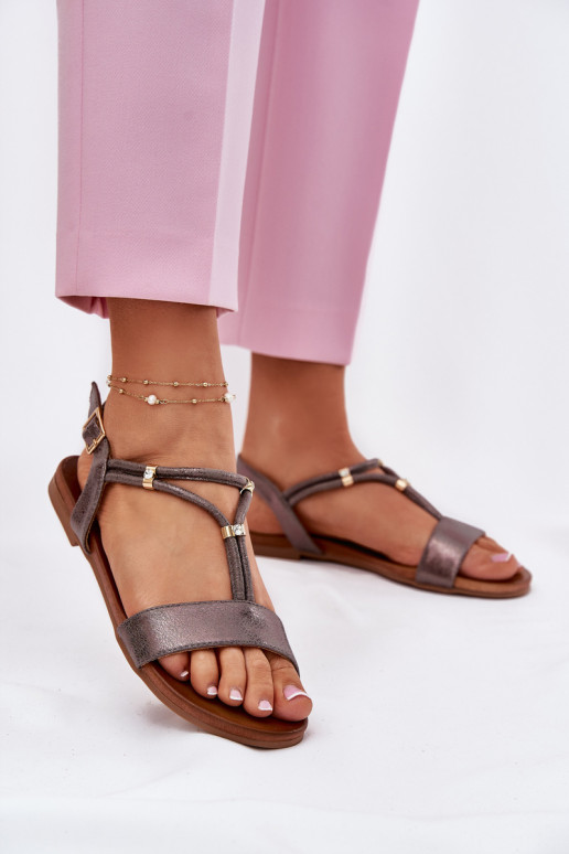 Dámske Ploché sandále S pruhmi S.Barski KV51-120 sivá