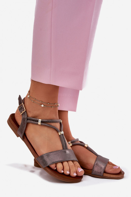 Dámske Ploché sandále S pruhmi S.Barski KV51-120 sivá