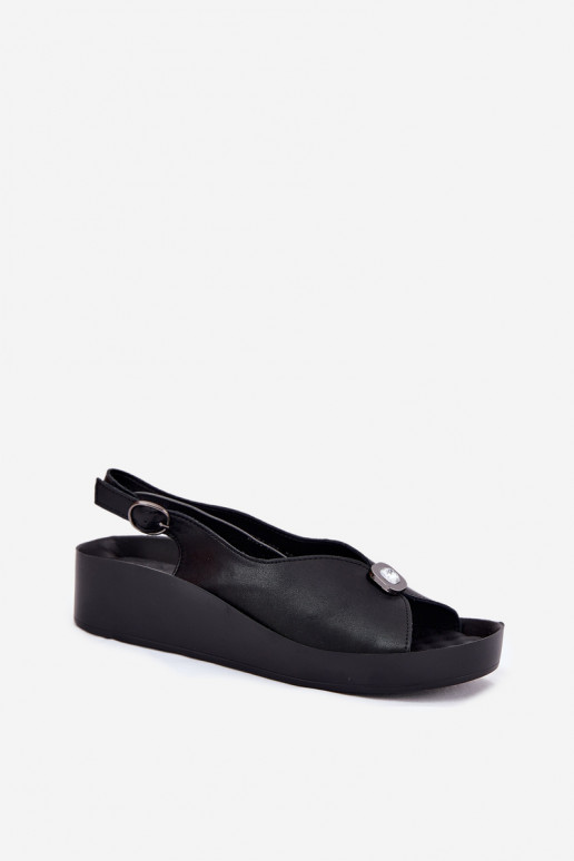 Dámske sandále Dámske Zapnuté INedge a platforma S.Barski KV51-020 čierna