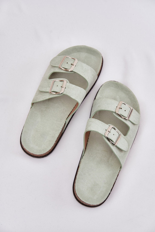 Dámske papuče s prackami mätové farby Oliena