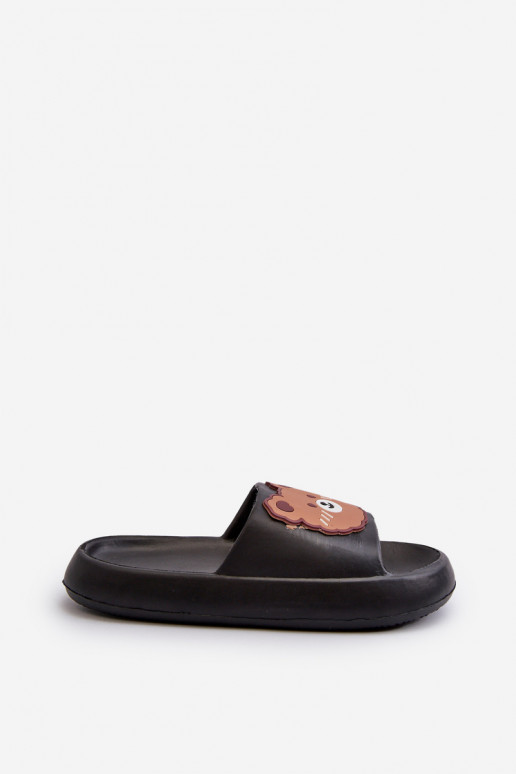 deti Ľahké papuče S medveďom čierna Lindeheta