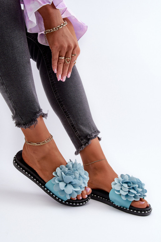 Dámske papuče Ozdobione s kvetinovými motívmiami Modrá Cellanen