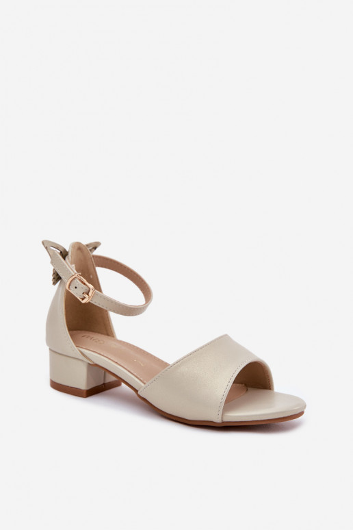 s leskom sandále deti Zapnuté nízkom opätku zlatej farby Ainare