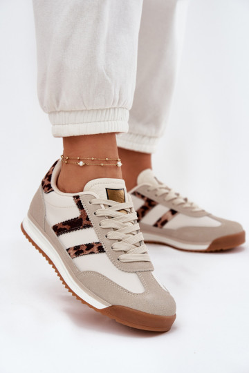 Nízka Tenisky model obuvi Dámske so vzormi leopardej kožušiny béžová Rulaana 2