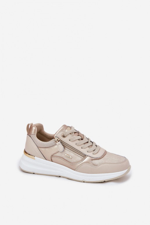 Kožené tenisky Tenisky model obuvi Dámske so zipsami béžová Lilimia