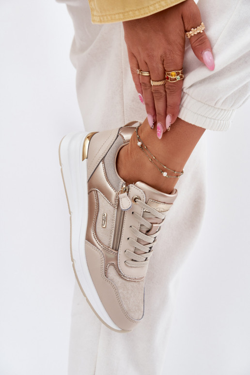 Kožené tenisky Tenisky model obuvi Dámske so zipsami béžová Lilimia