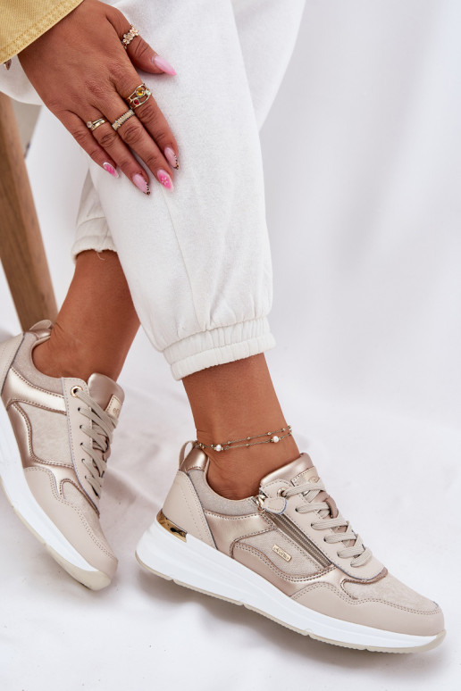 Kožené tenisky Tenisky model obuvi Dámske so zipsami béžová Lilimia