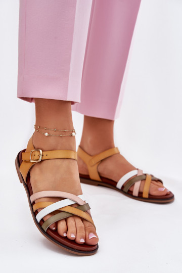 Dámske sandále Z Przeplatającymi Się Paskami Sergio Leone SK090H žltá